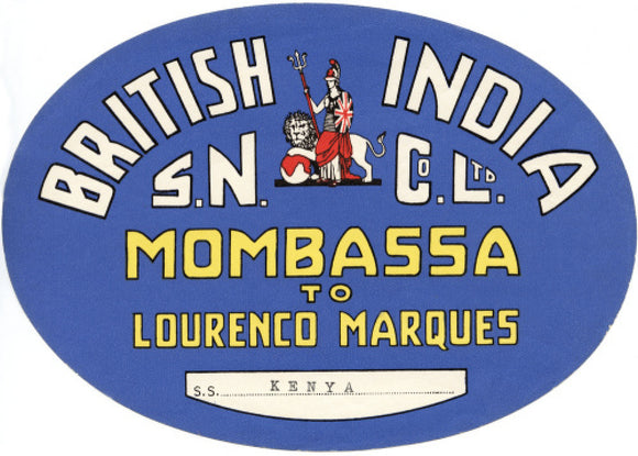 Baggage Label  - B.I from Mombasa