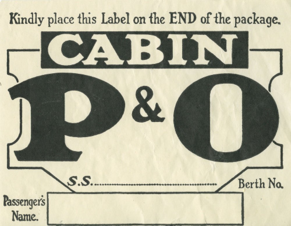 P O Cabin Baggage Label prints poheritage