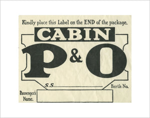 P&O Cabin Baggage Label