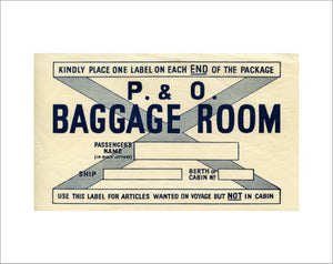 P&O Baggage Room Label