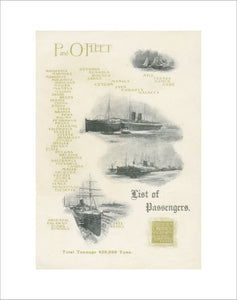 P&O Passenger list for EGYPT, 1908
