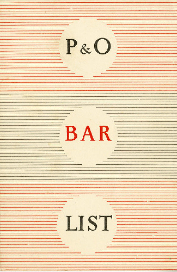 P&O Bar List from 1957
