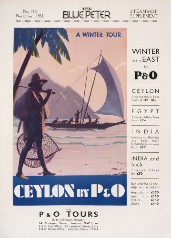 P&O Ceylon Advert, 1931