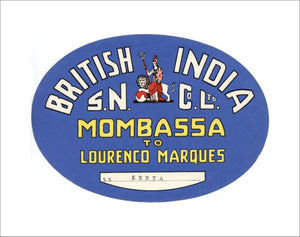 Baggage Label  - B.I from Mombasa