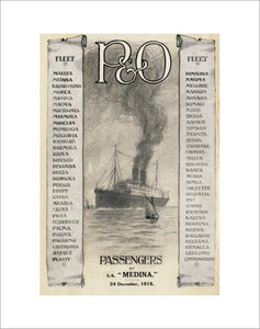 P&O Passenger List for MEDINA 1915