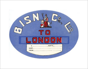 Baggage label -  B.I. to London