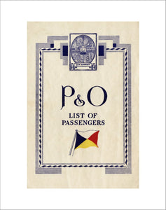 P&O Passenger list for RAJPUTANA, 1935