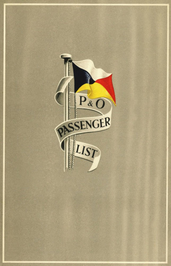 P&O Passenger List for ARCADIA, 1957