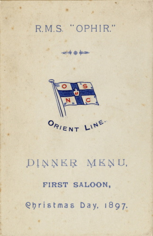 Christmas Day Dinner Menu from OPHIR, 1897