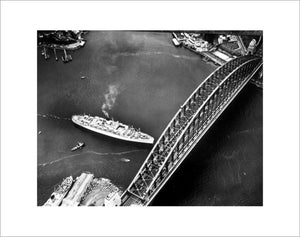 ORONSAY passing under the Sydney Harbour Bridge